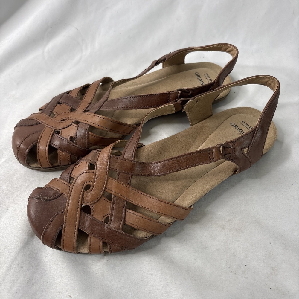 Earth Origins Belle Brielle Leather Upper Woven Straps Comfort Sandals Size 10 M - Picture 4 of 9